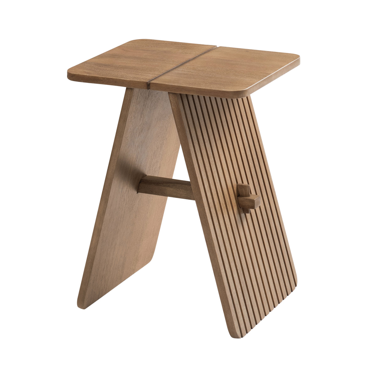 Lohan Solid Wood End Table in Cerused Taupe - Cerused Taupe