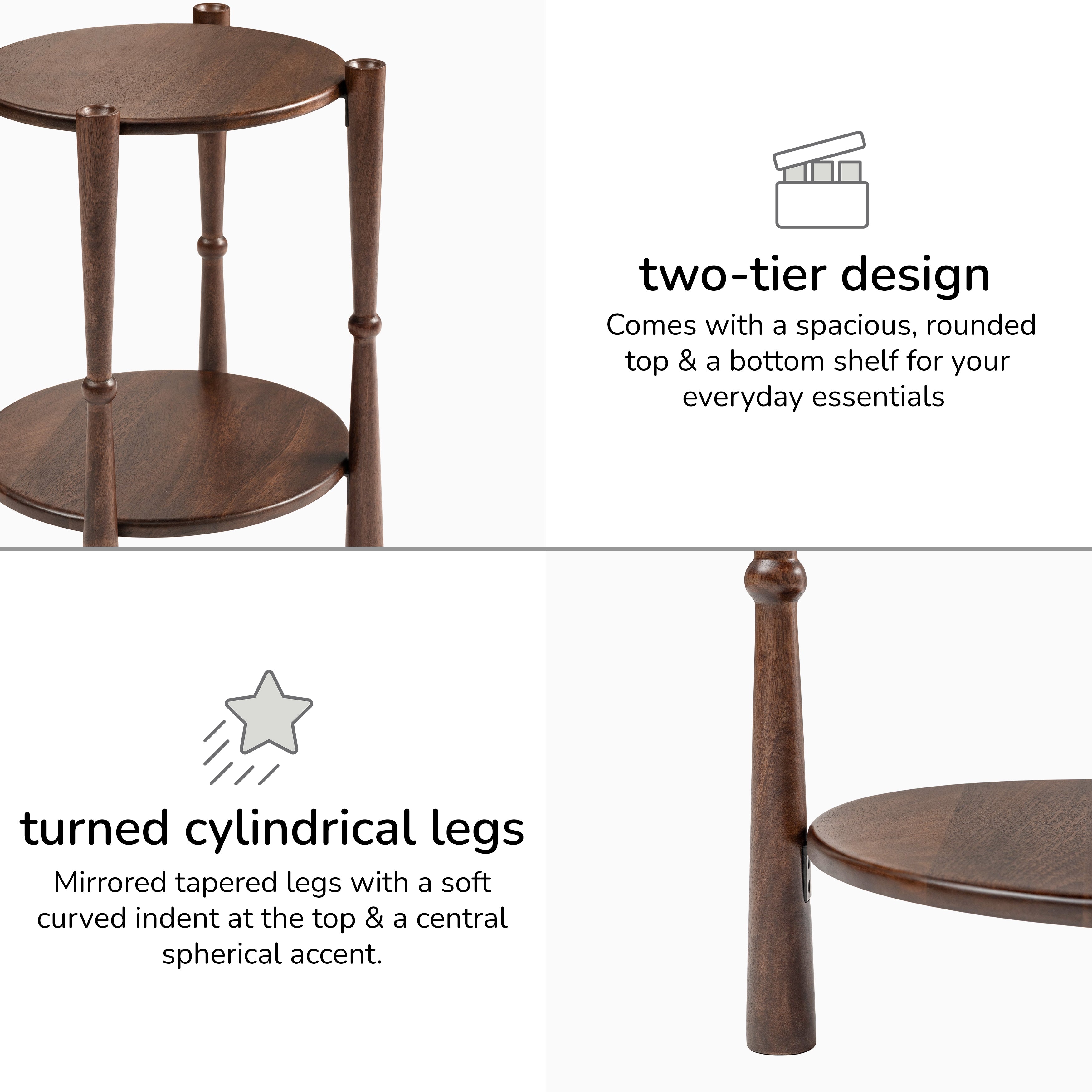 Olive Solid Wood End Table - Espresso