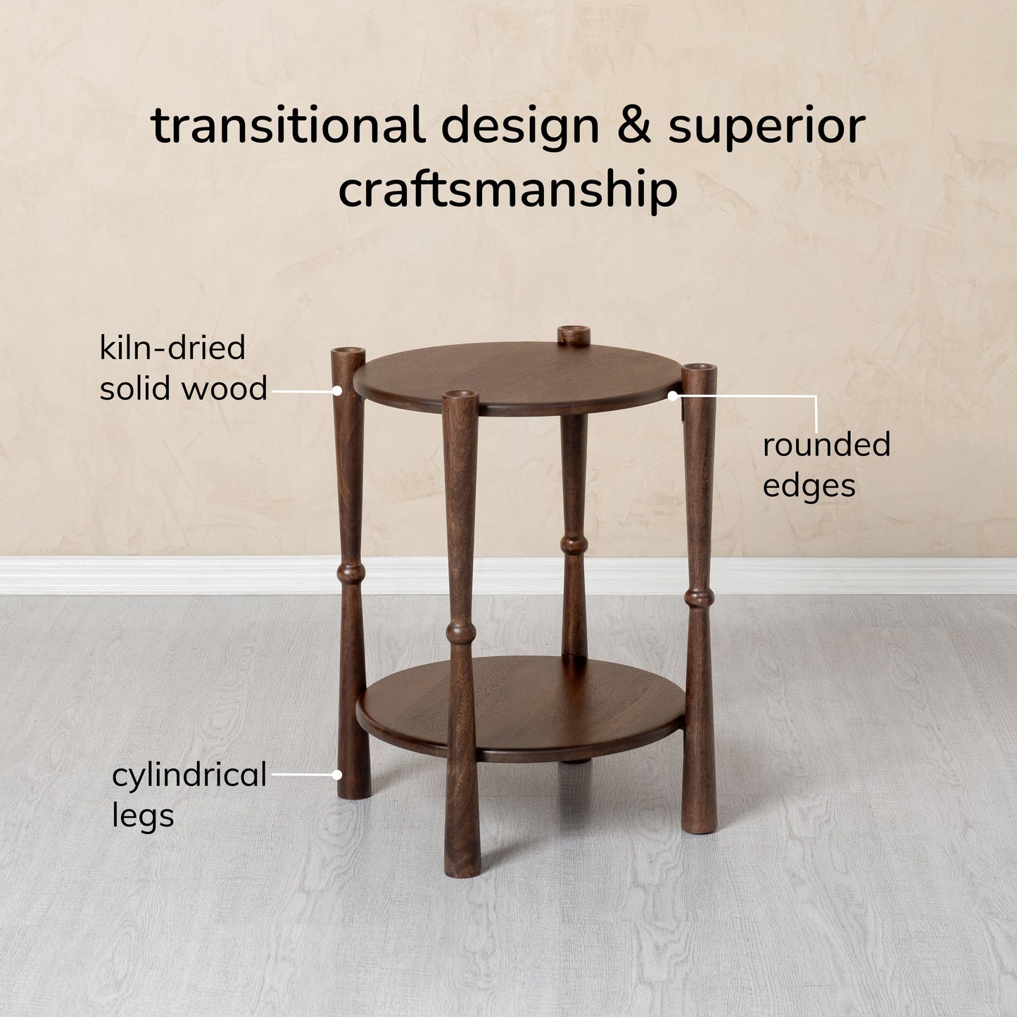Olive Solid Wood End Table - Espresso
