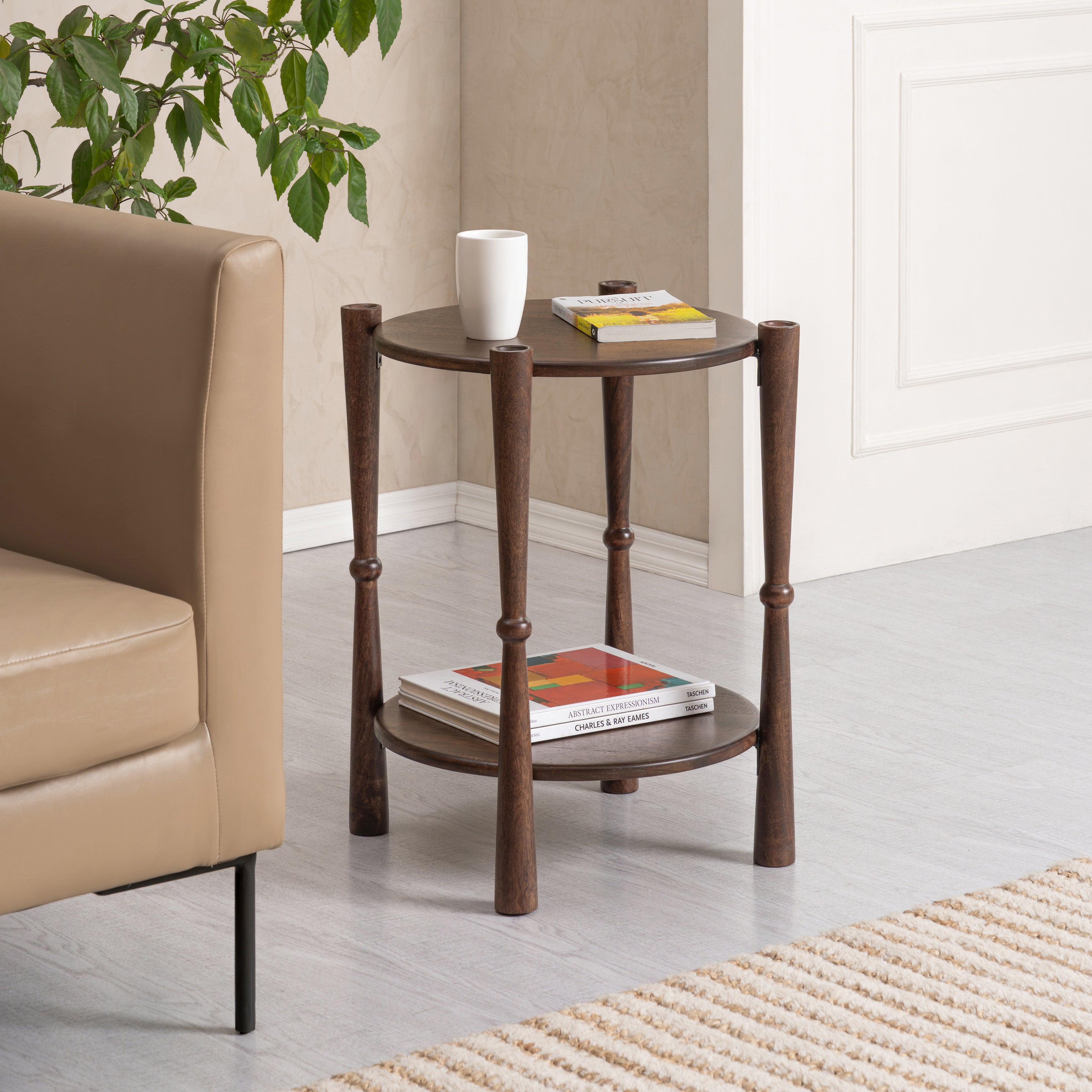 Olive Solid Wood End Table - Espresso