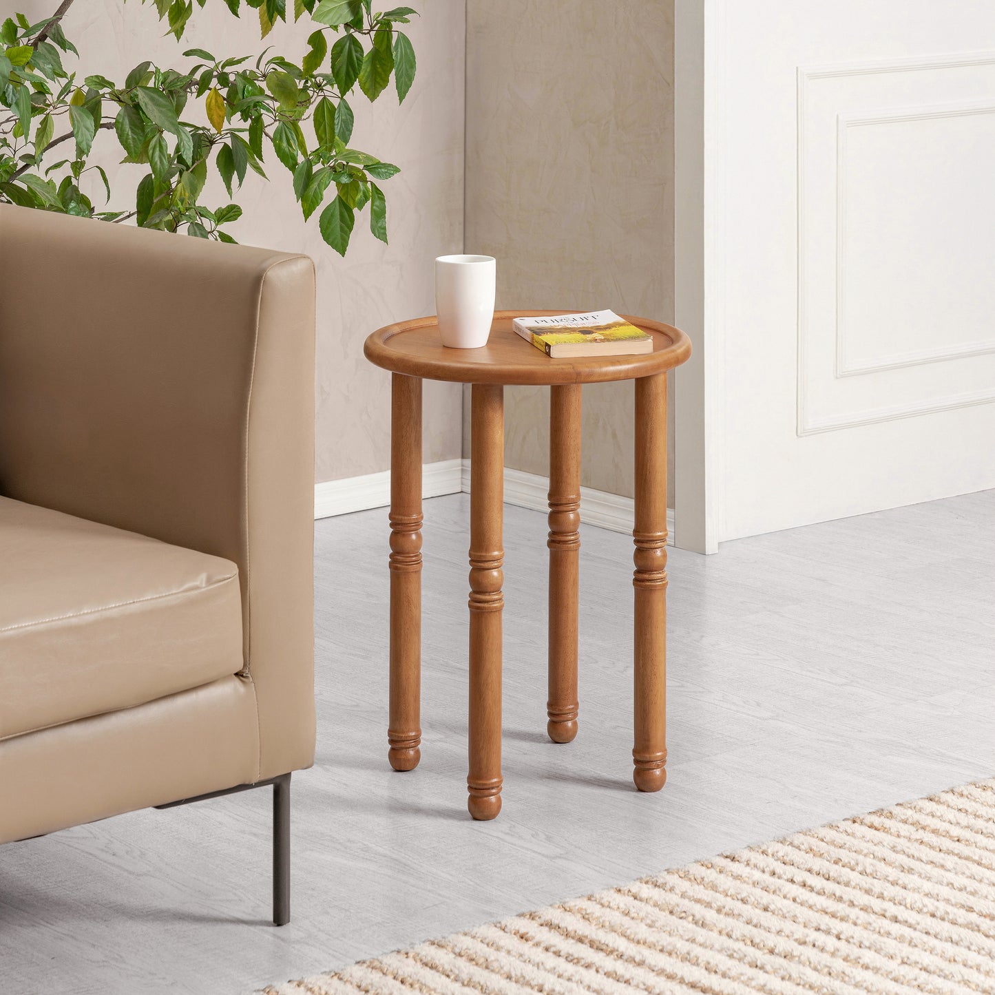 Pierre Solid Wood End Table - Mid Tone Honey