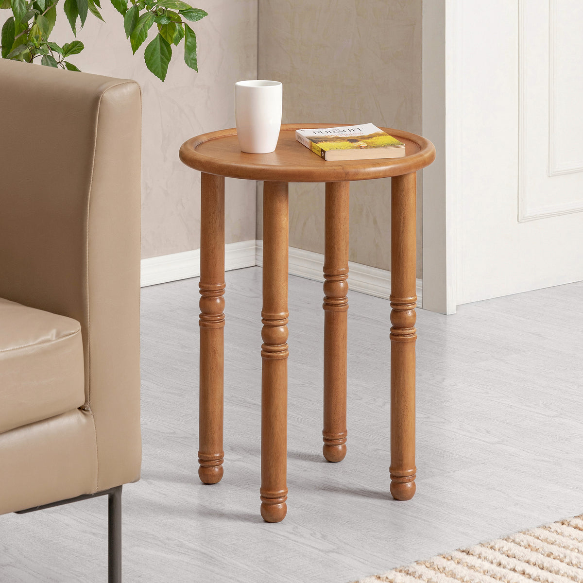 Pierre Solid Wood End Table - Mid Tone Honey