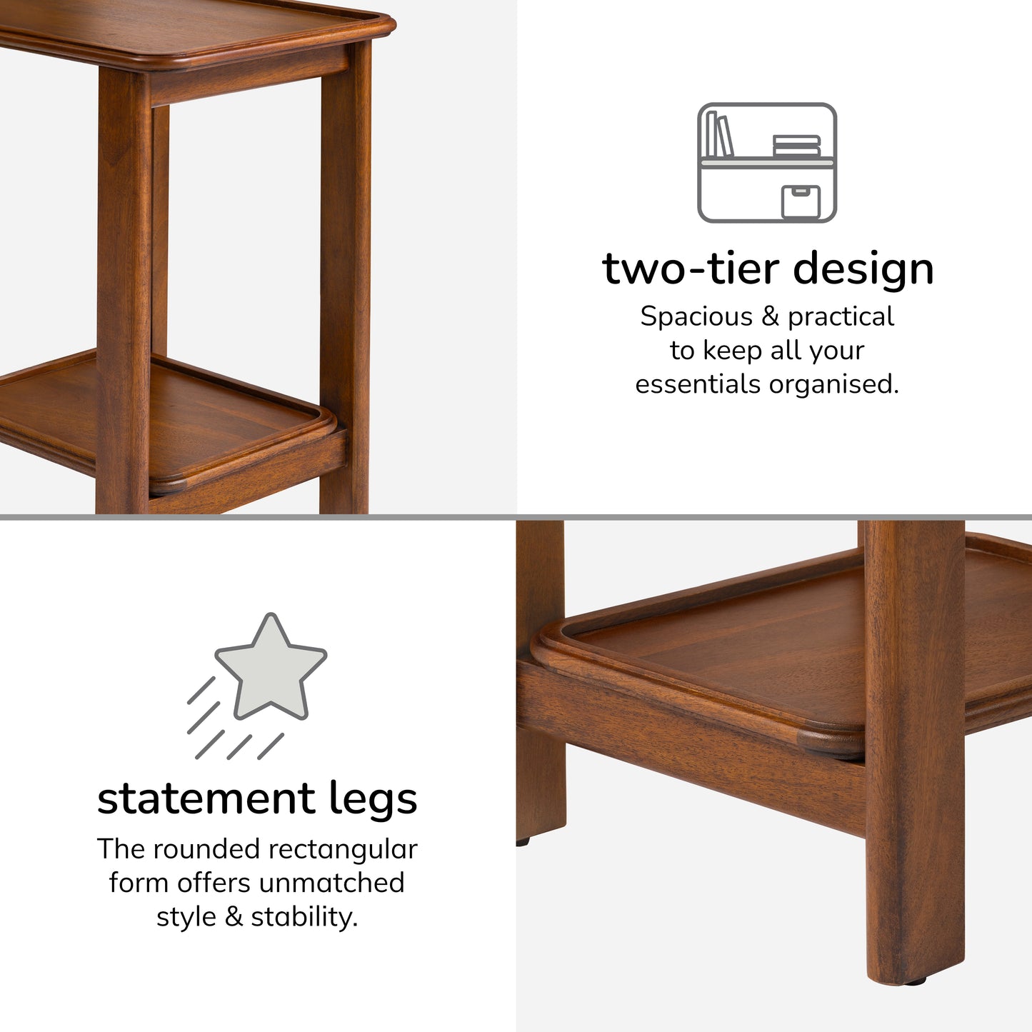 Santorini Solid Wood End Table - Walnut
