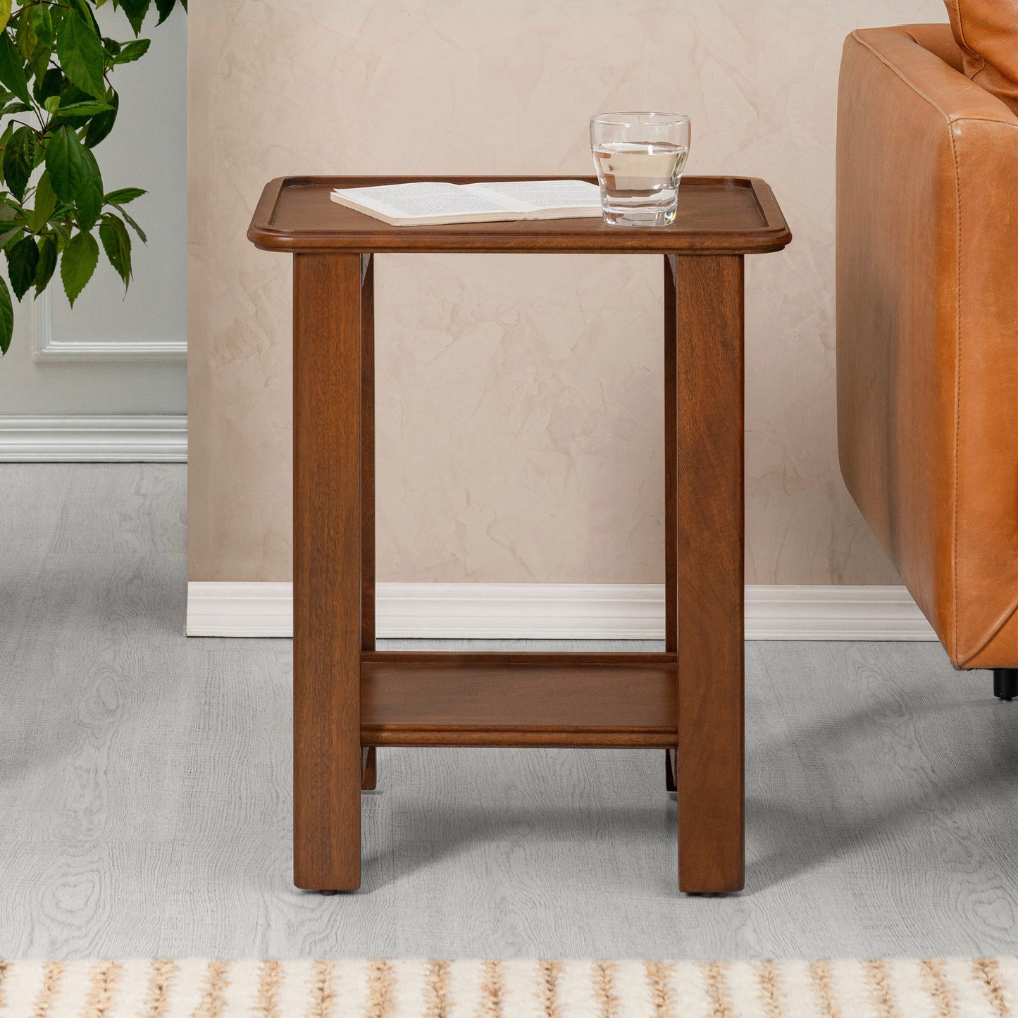 Santorini Solid Wood End Table - Walnut