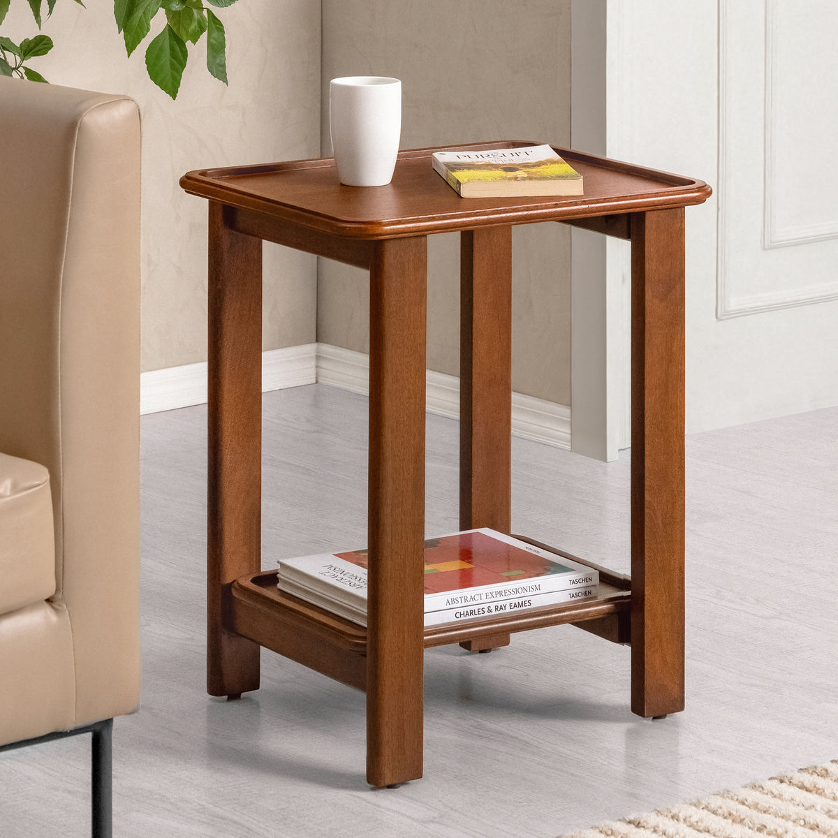 Santorini Solid Wood End Table - Walnut