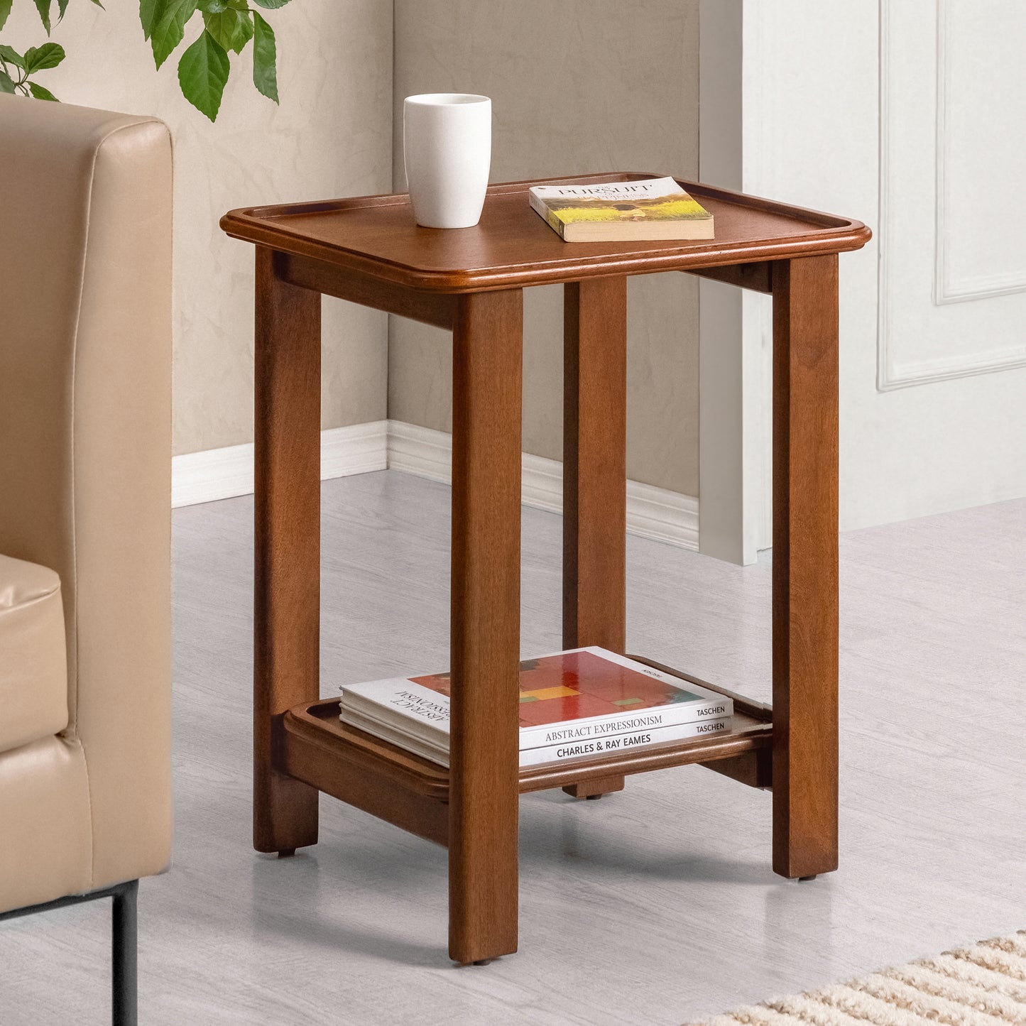 Santorini Solid Wood End Table - Walnut
