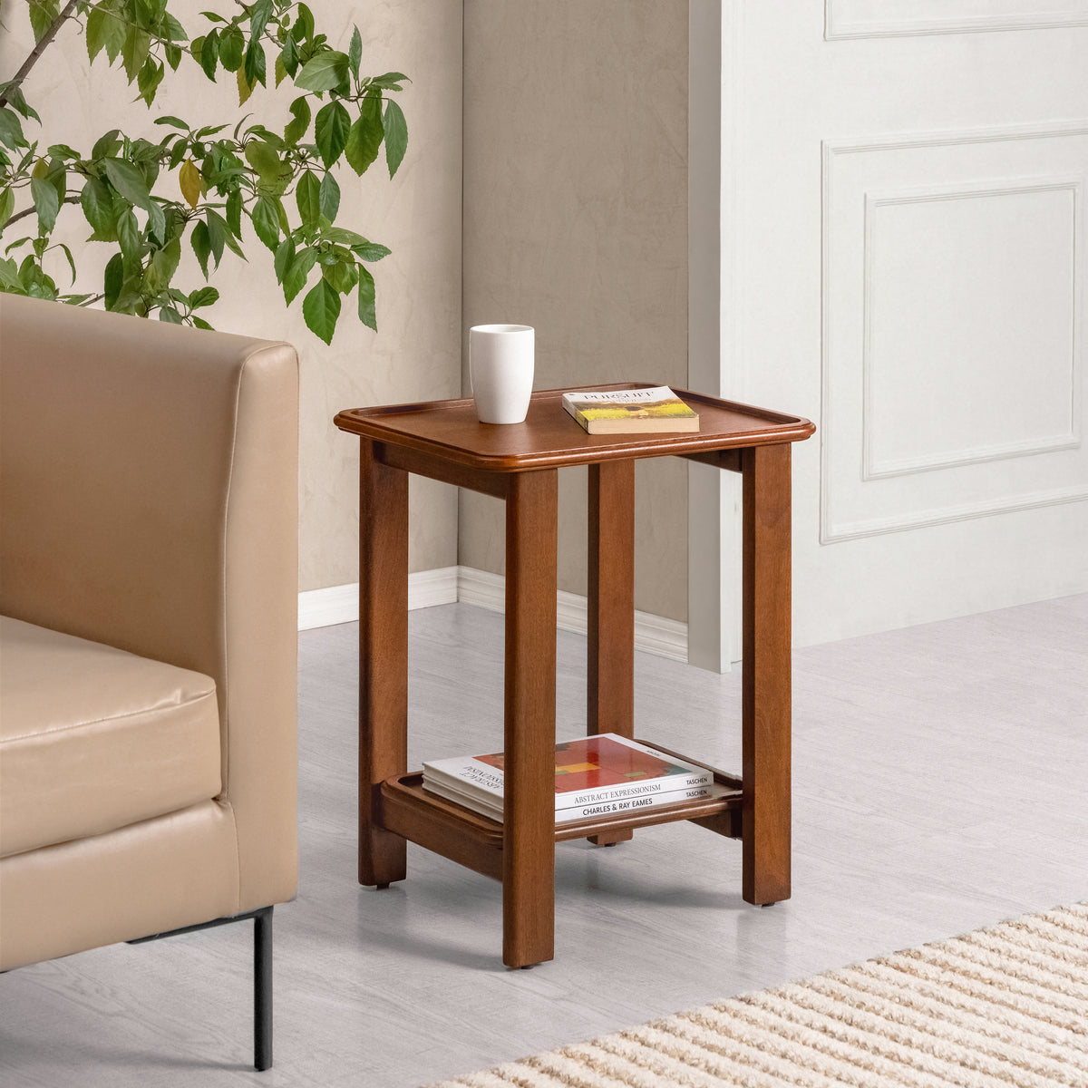 Santorini Solid Wood End Table - Walnut