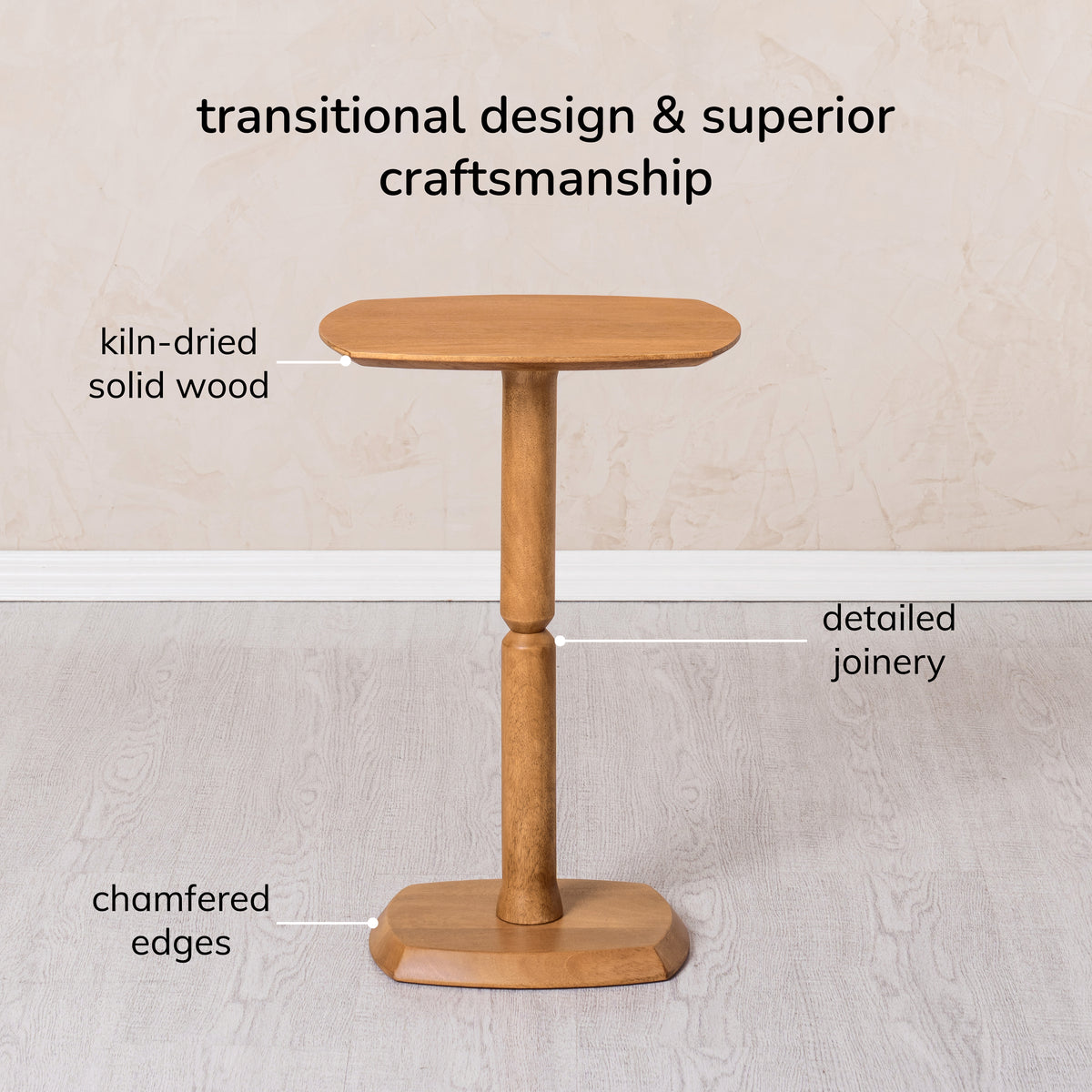 Firma Solid Wood End Table - Mid Tone Honey