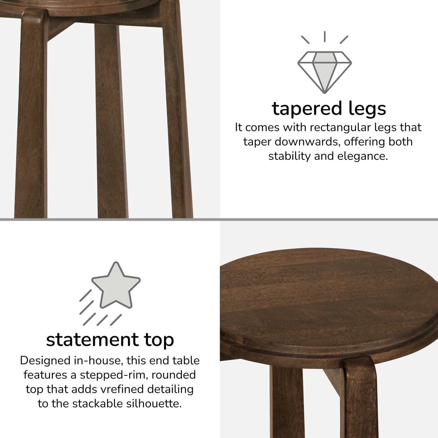 Iggy Solid Wood End Table - Hazel Brown