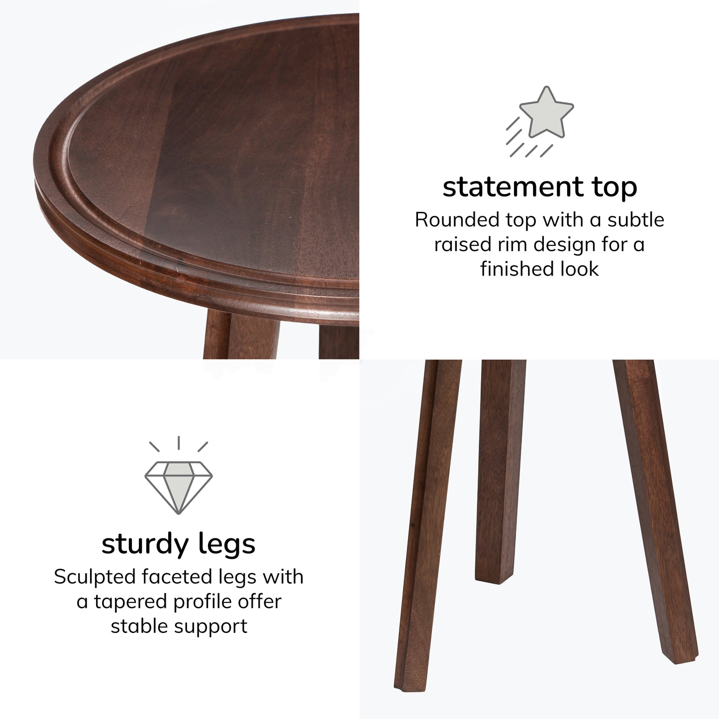 Ivory Solid Wood End Table - Espresso