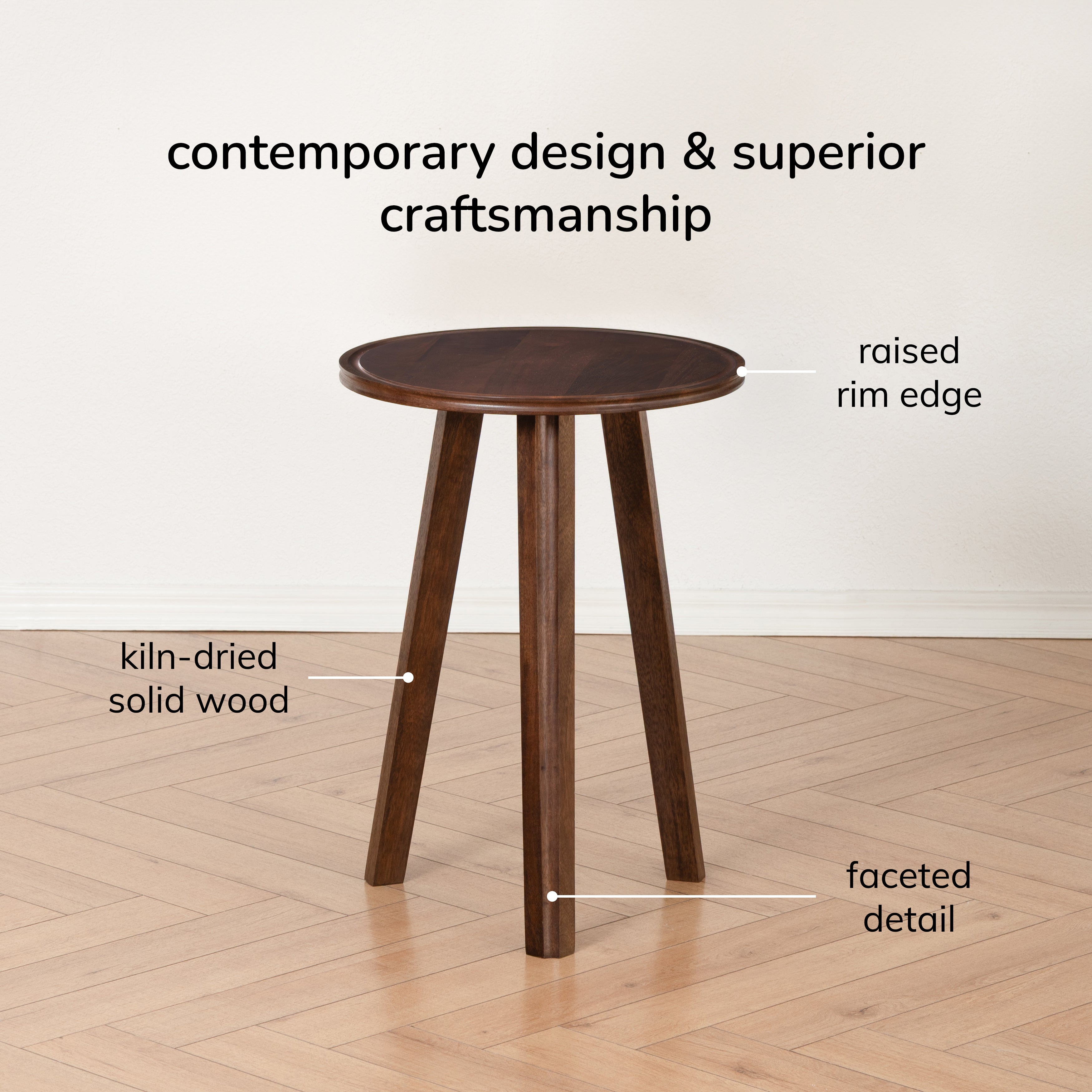 Ivory Solid Wood End Table - Espresso