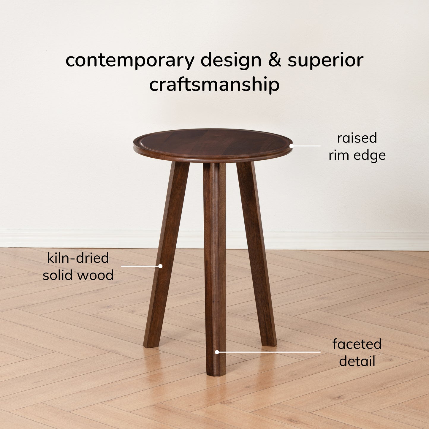 Ivory Solid Wood End Table - Espresso