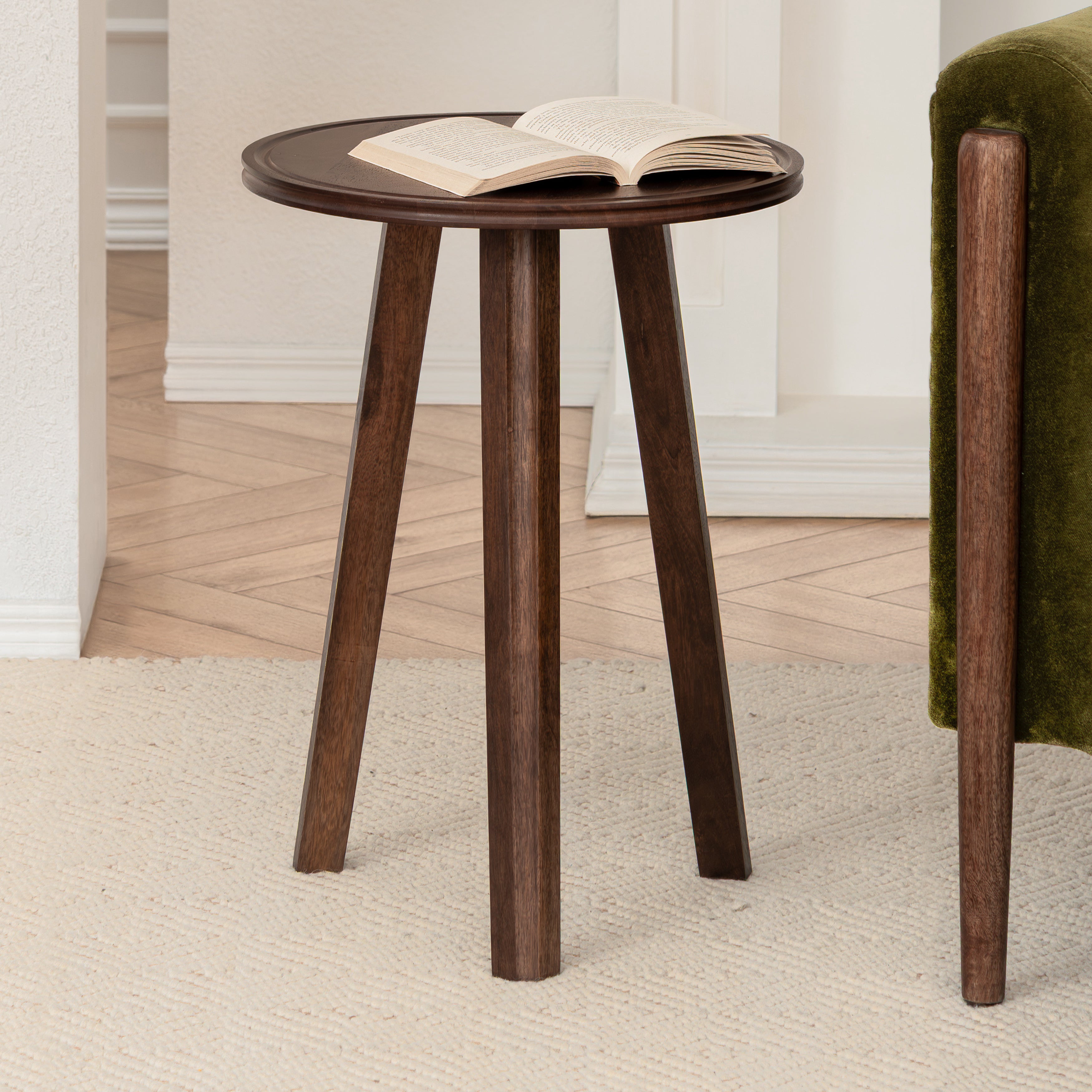 Ivory Solid Wood End Table - Espresso