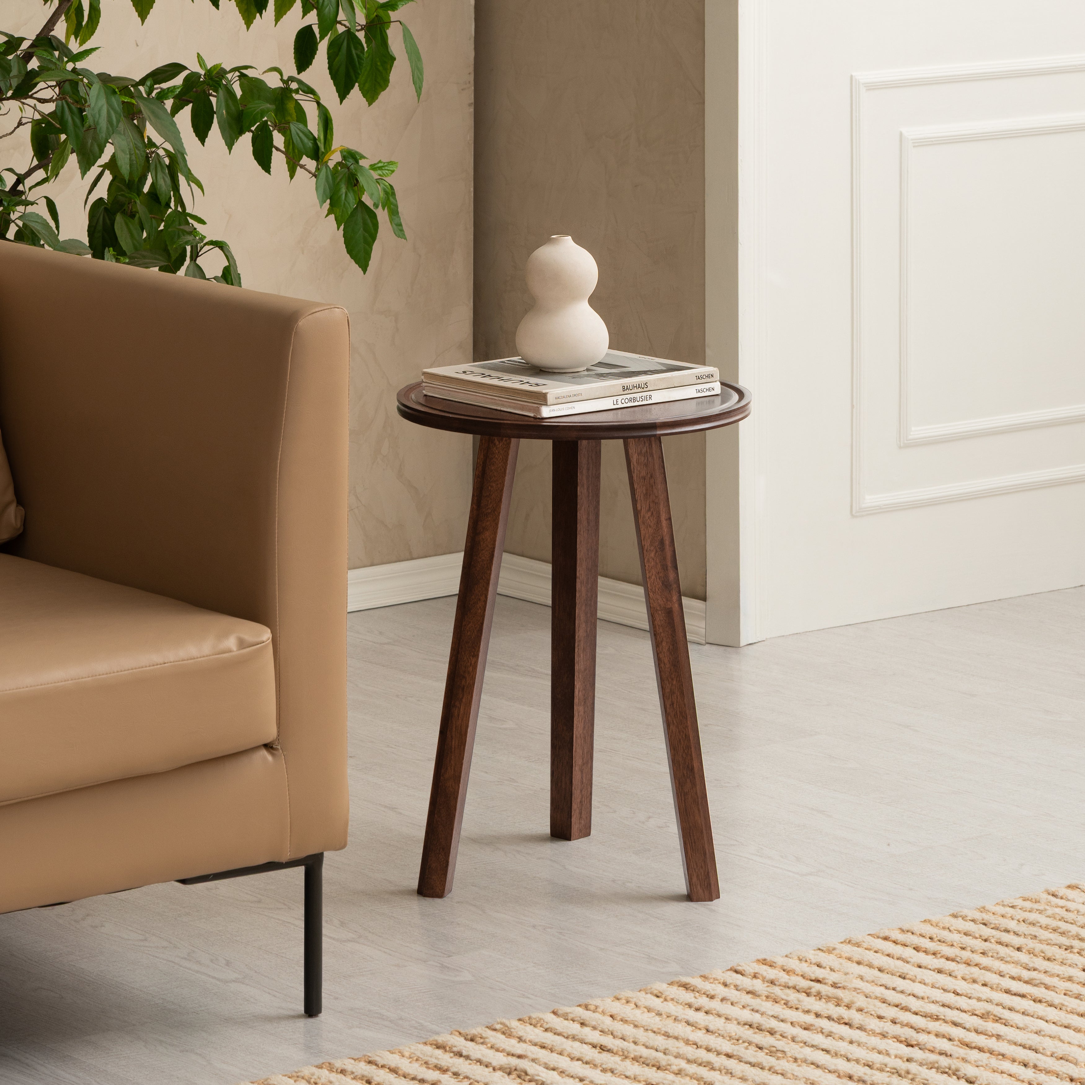 Ivory Solid Wood End Table - Espresso