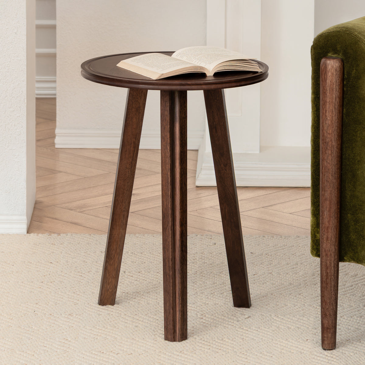 Ivory Solid Wood End Table - Espresso