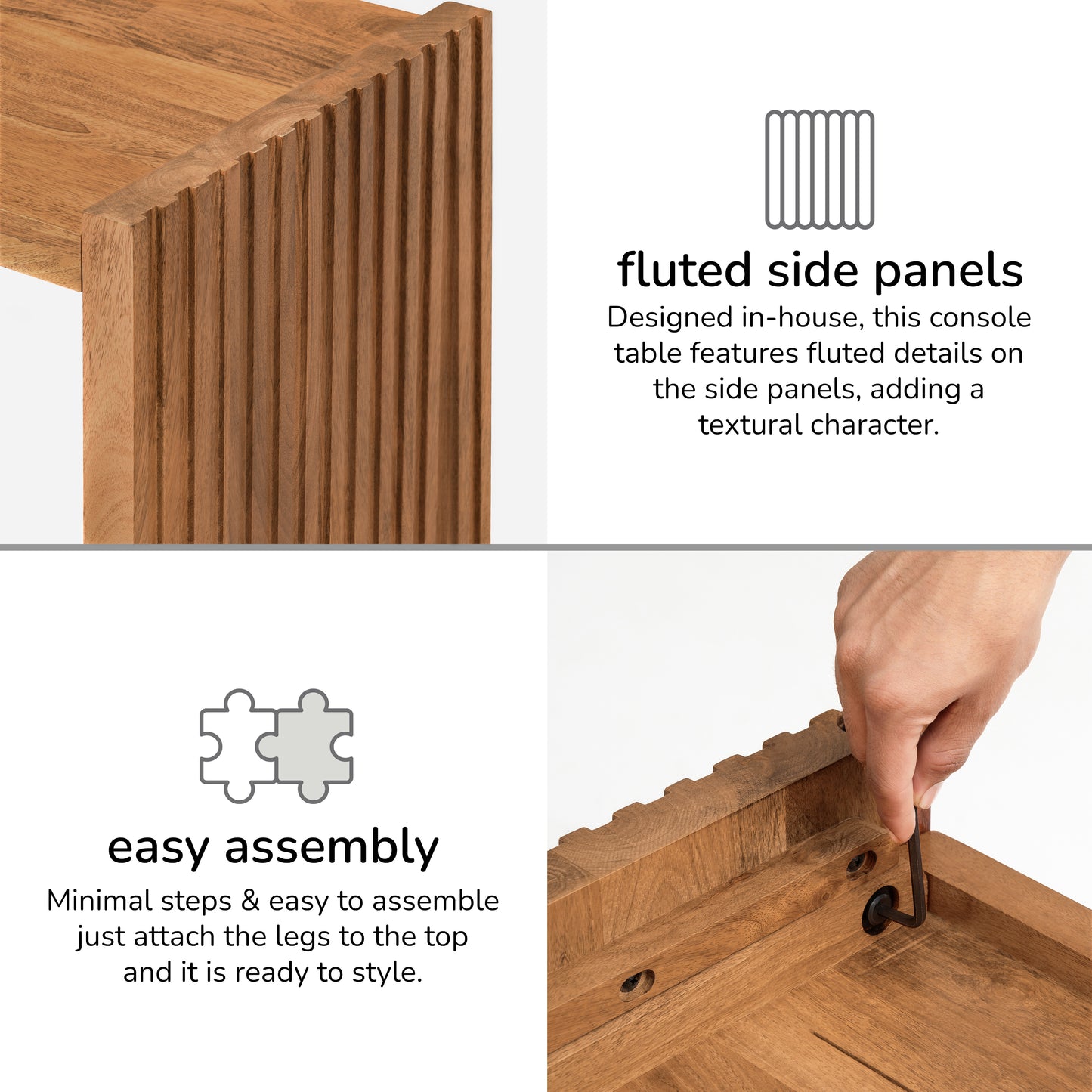 Marli Solid Mango Wood Console Table - Mid Tone Honey