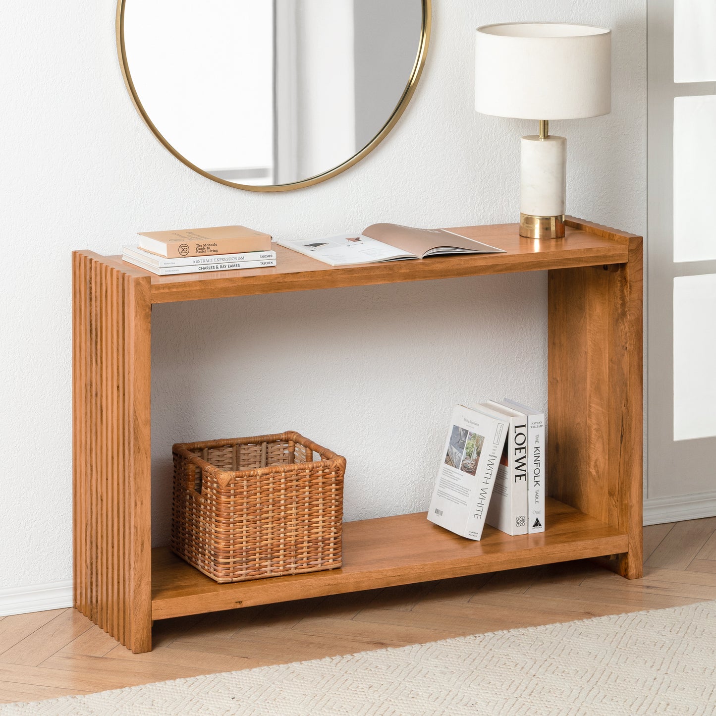 Marli Solid Mango Wood Console Table - Mid Tone Honey