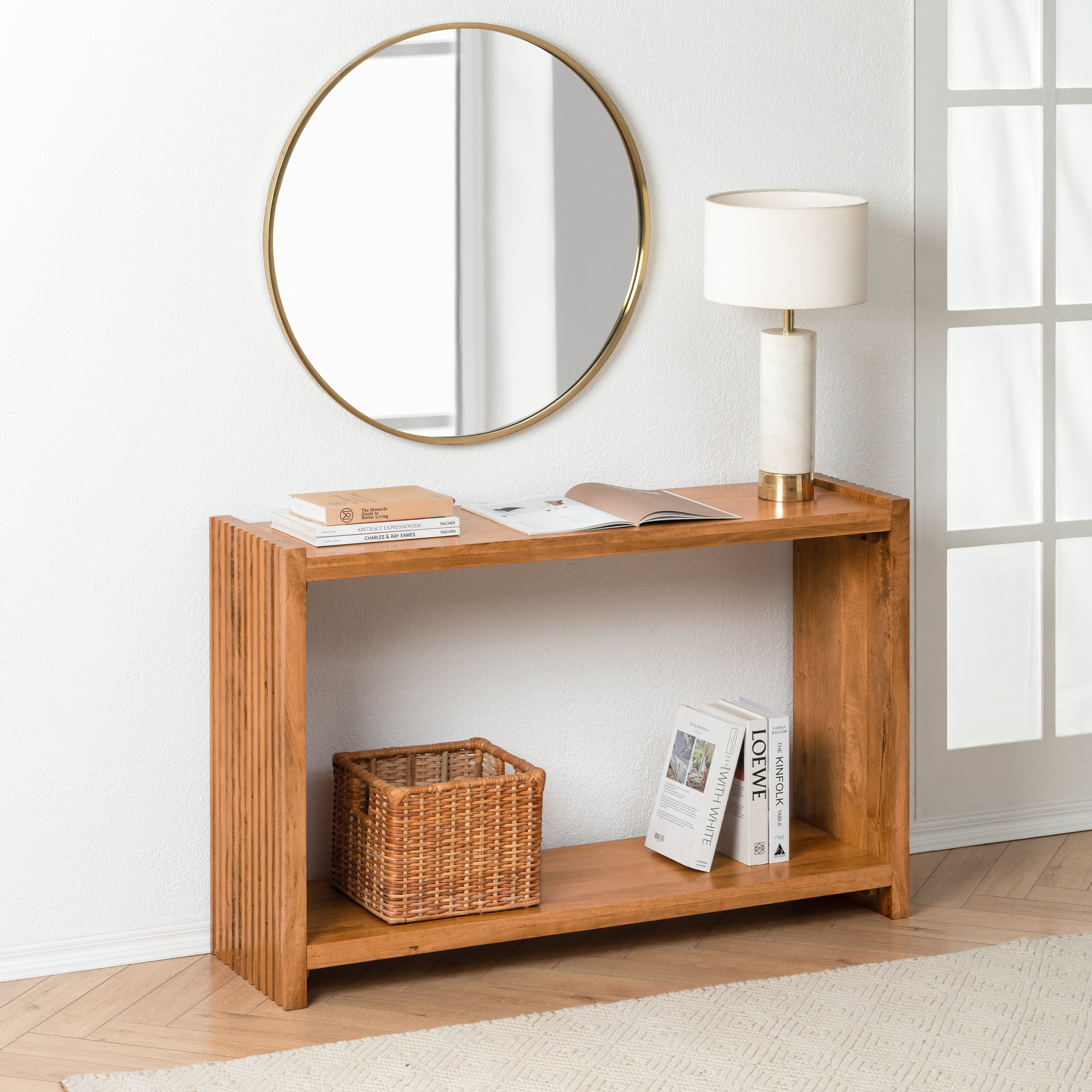 Marli Solid Mango Wood Console Table - Mid Tone Honey