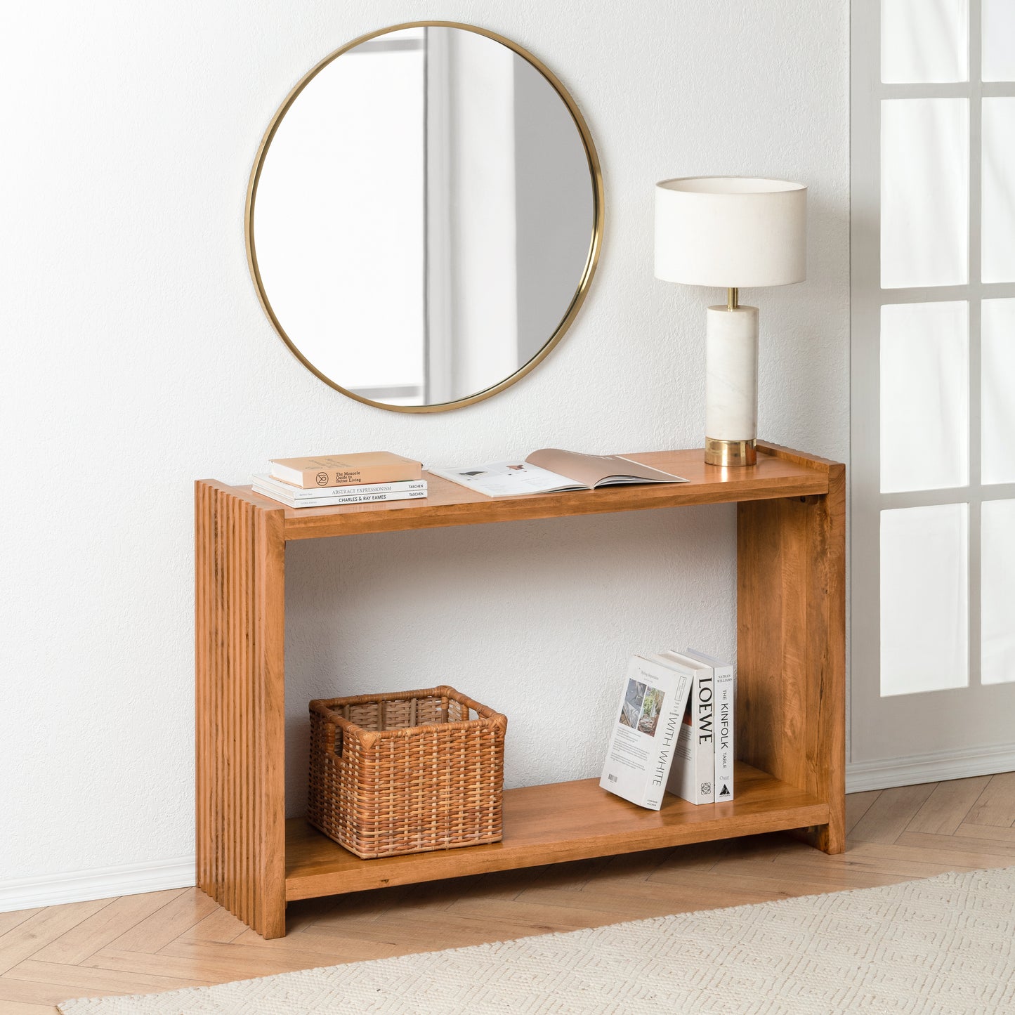 Marli Solid Mango Wood Console Table - Mid Tone Honey