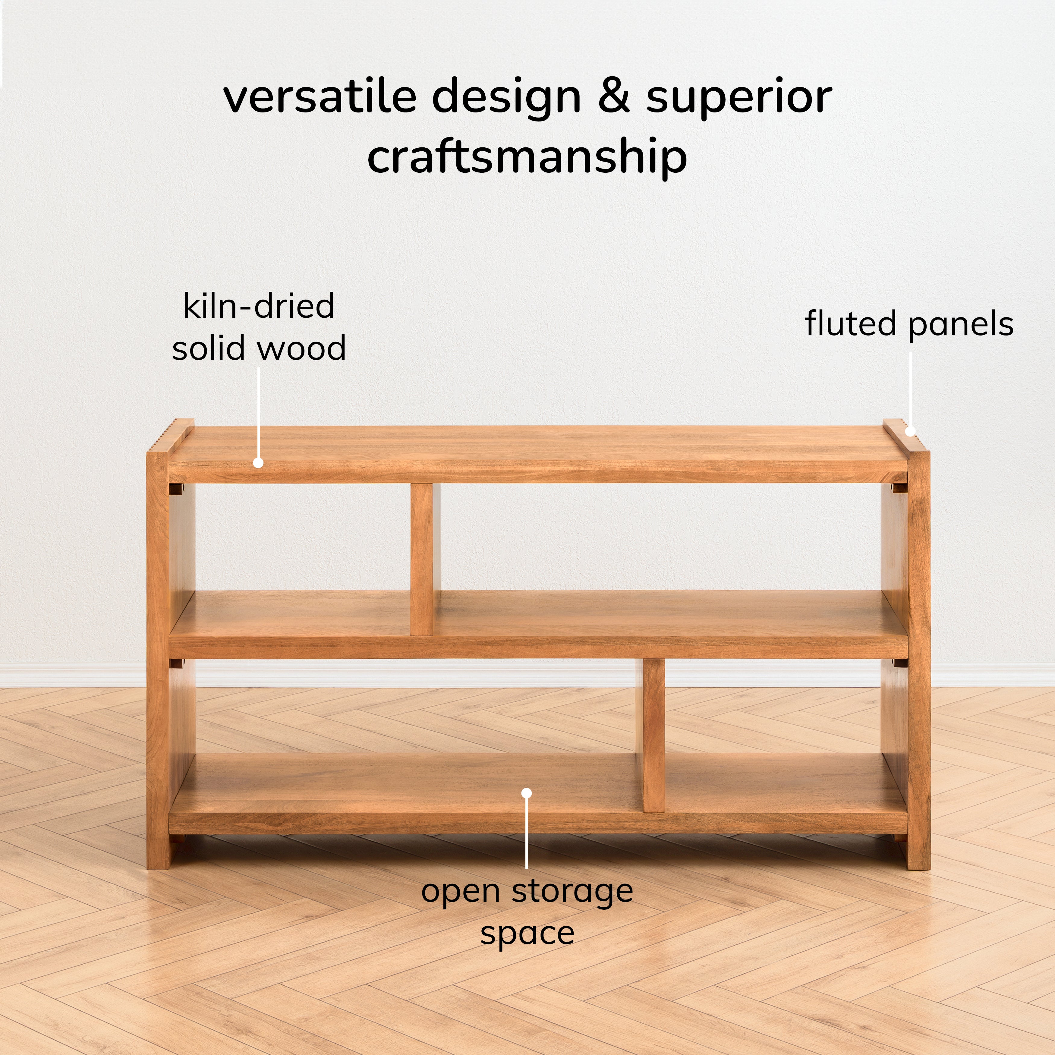 Marli Solid Mango Wood Media Unit - Mid Tone Honey