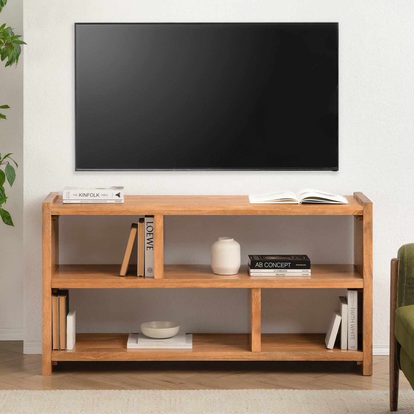 Marli Solid Mango Wood Media Unit - Mid Tone Honey