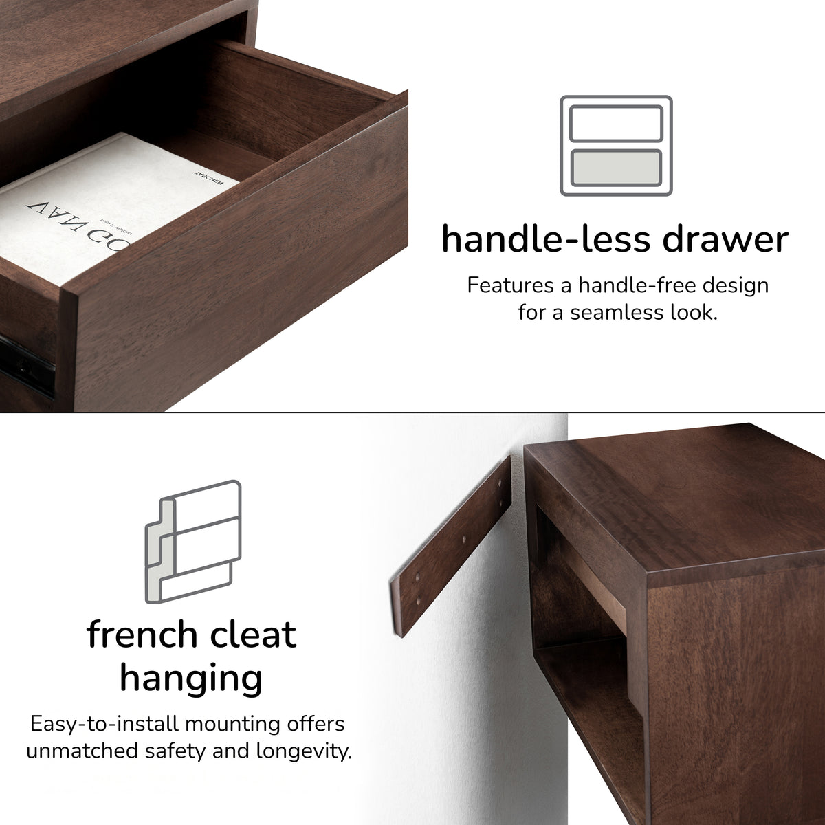 Idris Floating Nightstand - Espresso