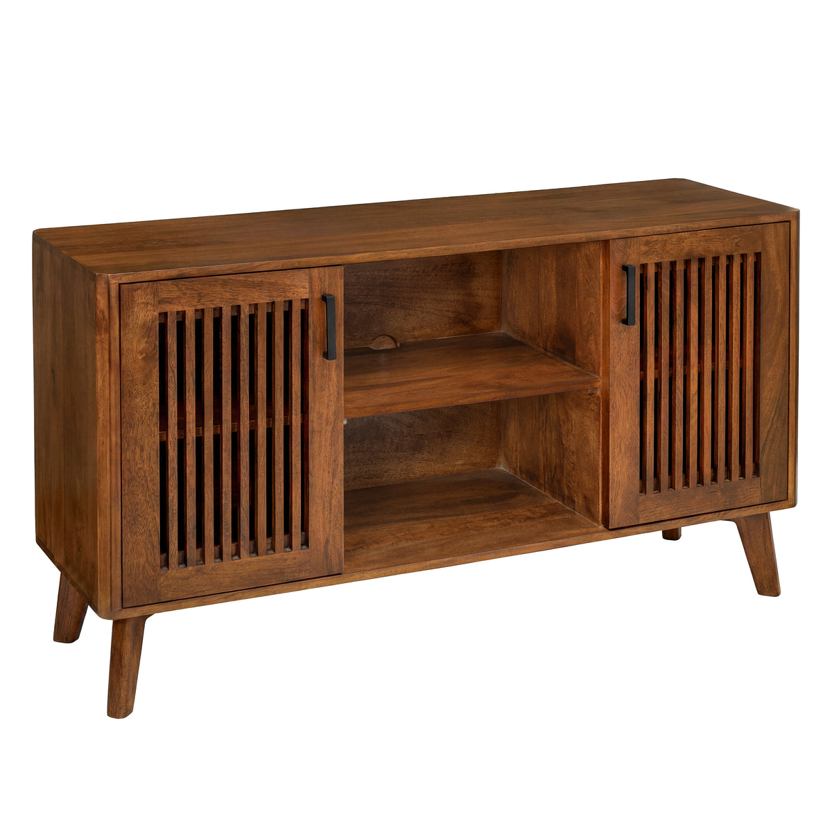 Lennox 2 Door Solid Mango Wood Media Unit - Walnut