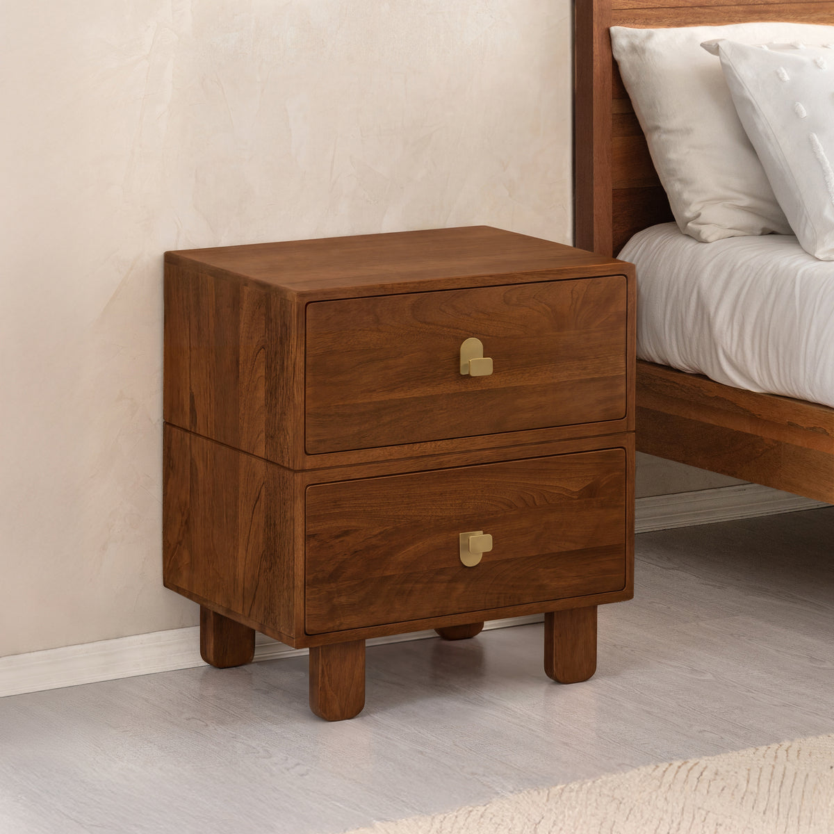 Layla Solid Wood Nightstand - Walnut