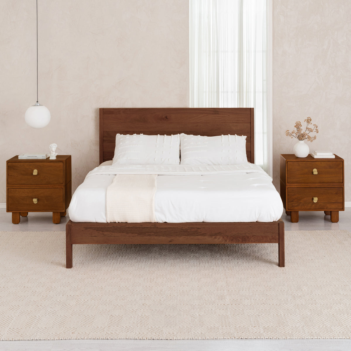Layla Solid Wood Nightstand - Walnut