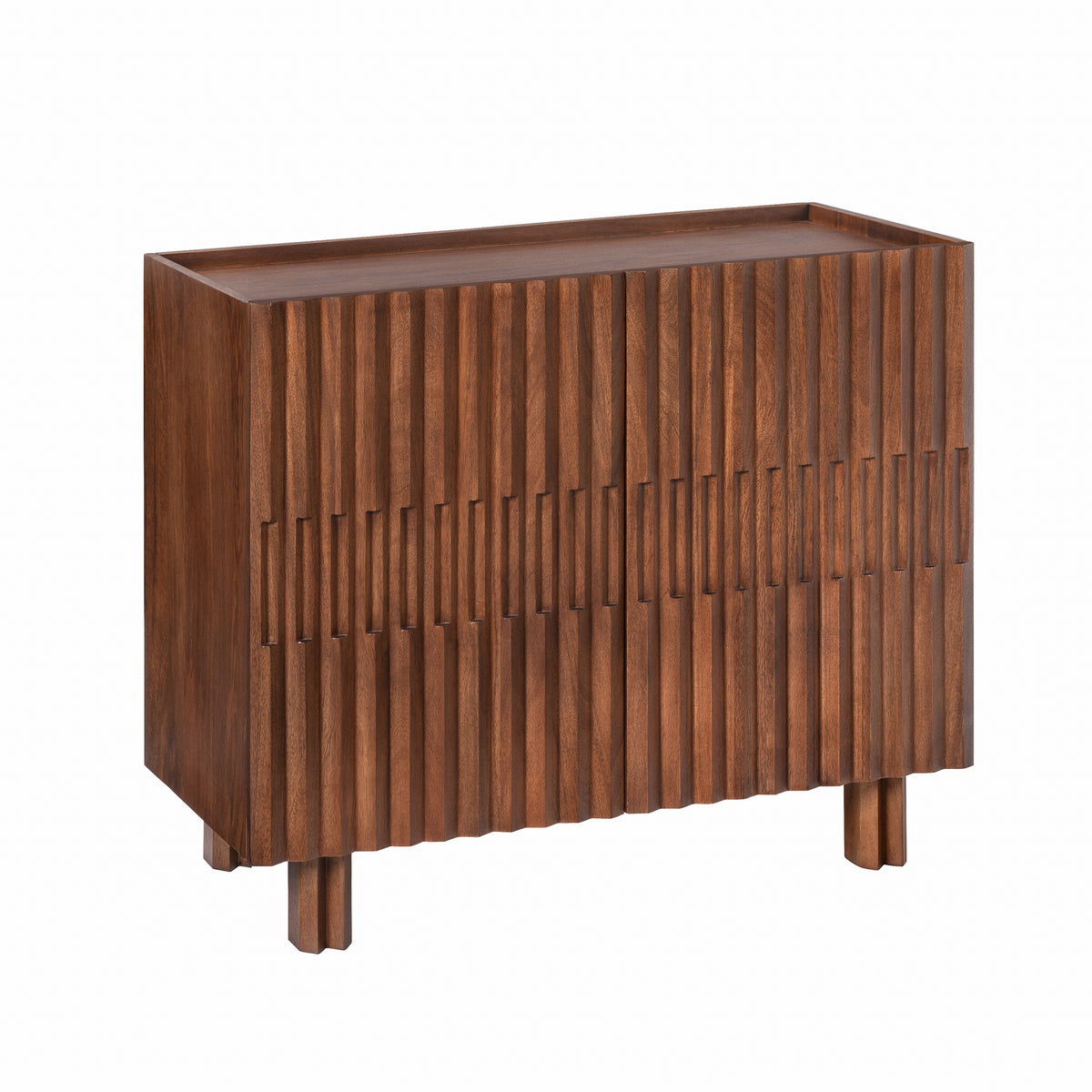 Charli Solid Mango Wood Cabinet - Walnut