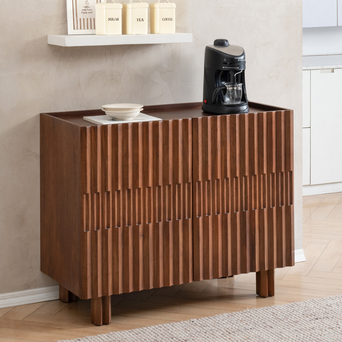 Charli Solid Mango Wood Cabinet - Walnut
