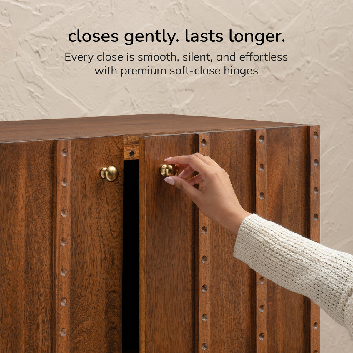 Ola Solid Wood Accent Cabinet - Walnut