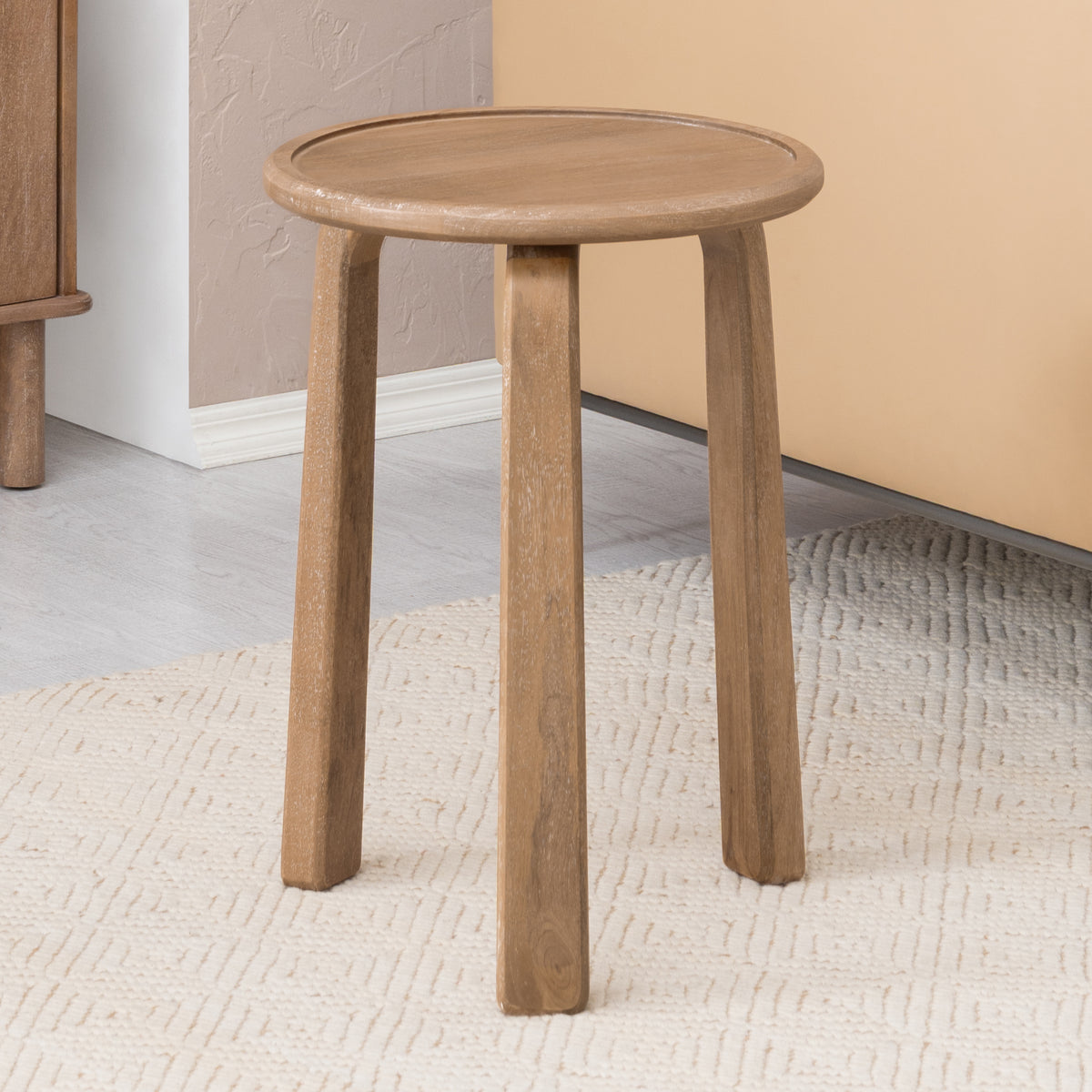 Daisy Solid Wood End Table - Cerused Taupe