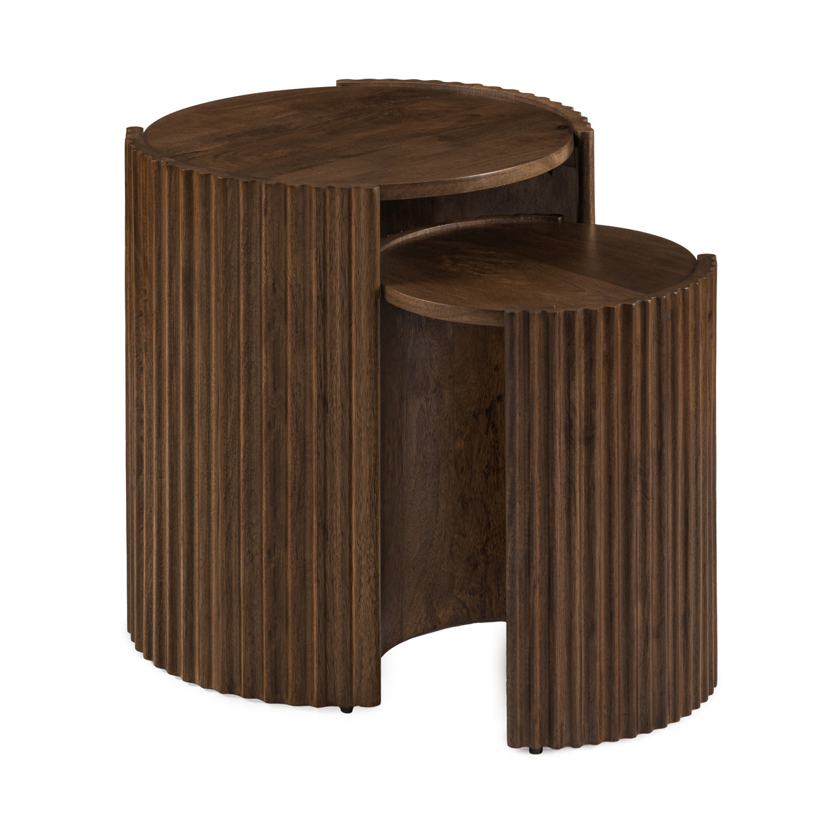 Lenni Solid Wood Nested End Table - Hazel Brown