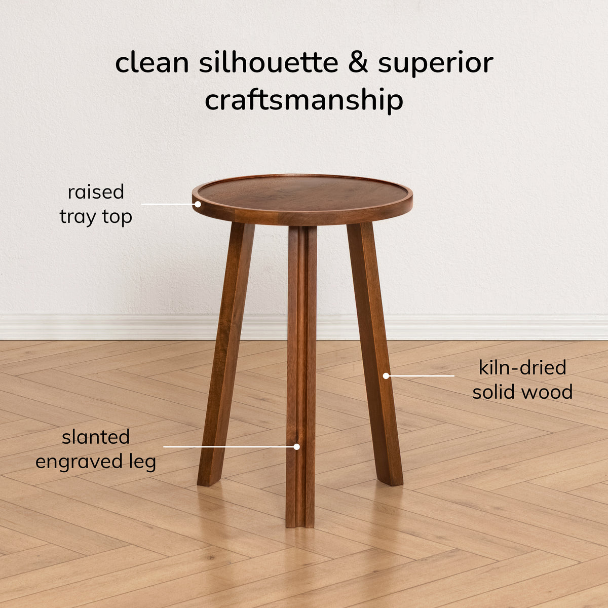Ethel Solid Wood End Table - Walnut