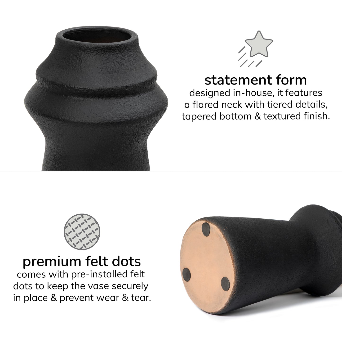 Poker Terracotta Vase - Black