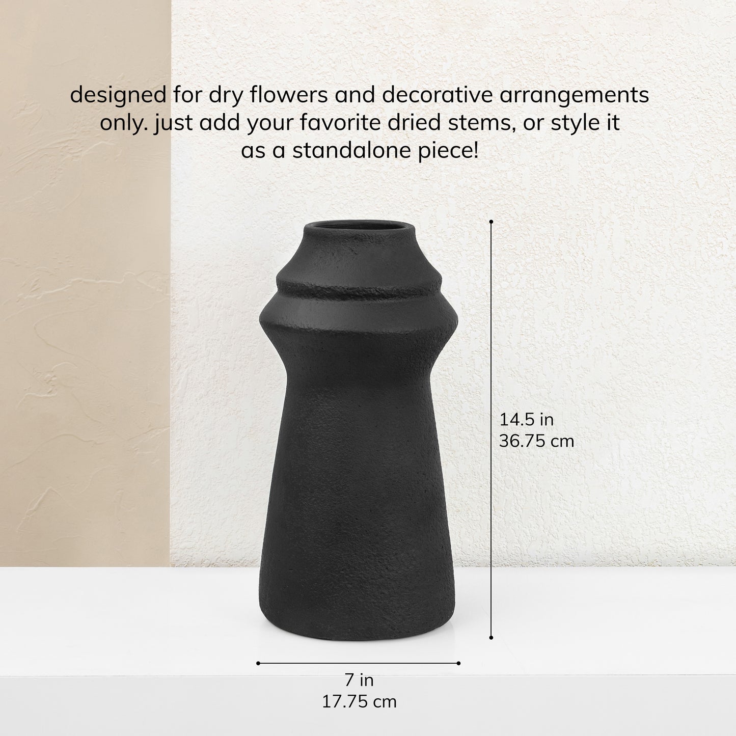 Poker Terracotta Vase - Black