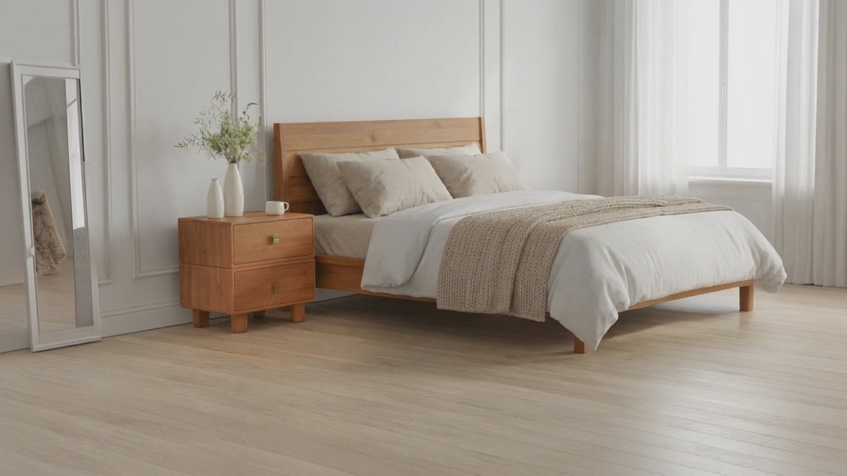 Layla Solid Wood Nightstand - Mid Tone Honey.
