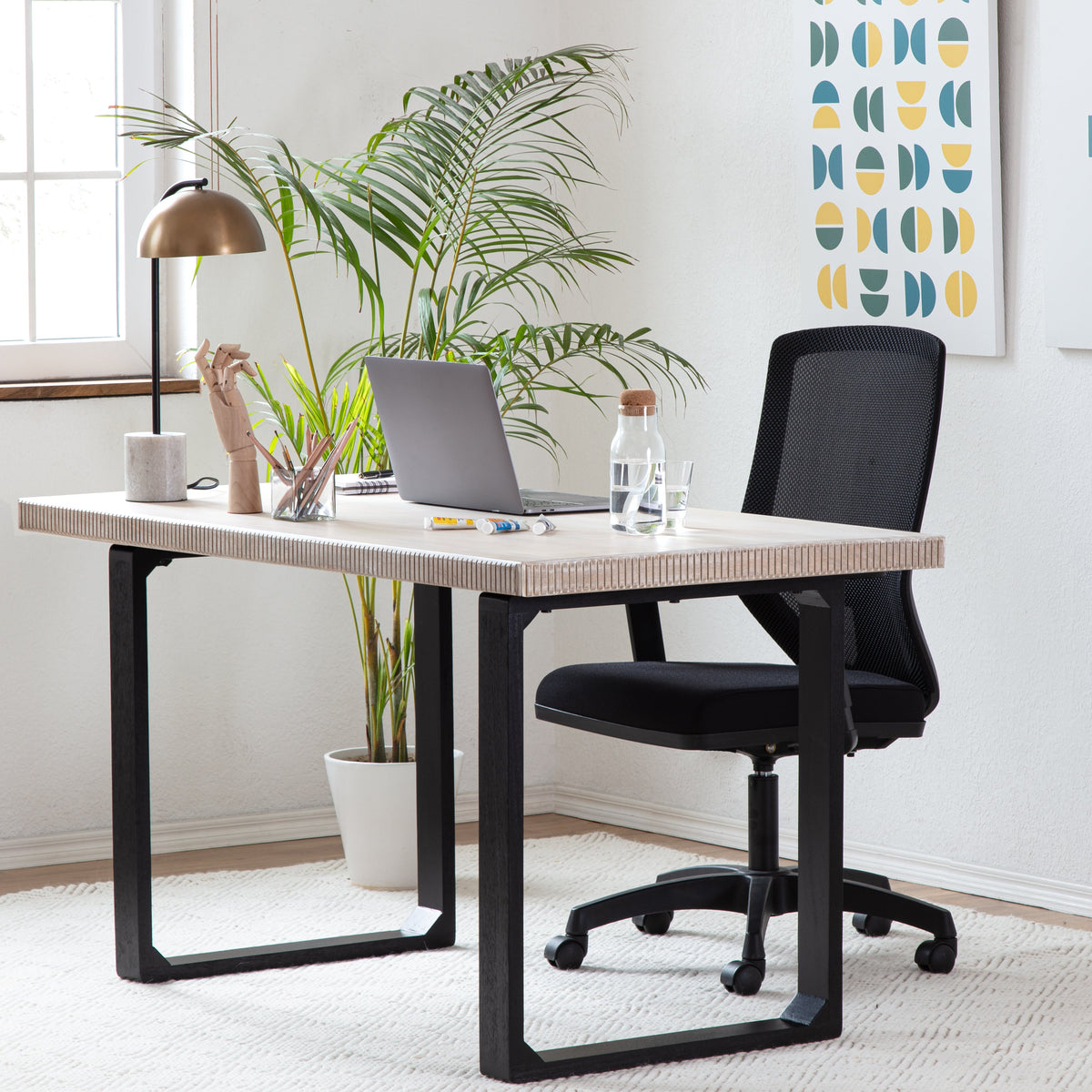 Ancona Solid Wood Desk - Whitewash