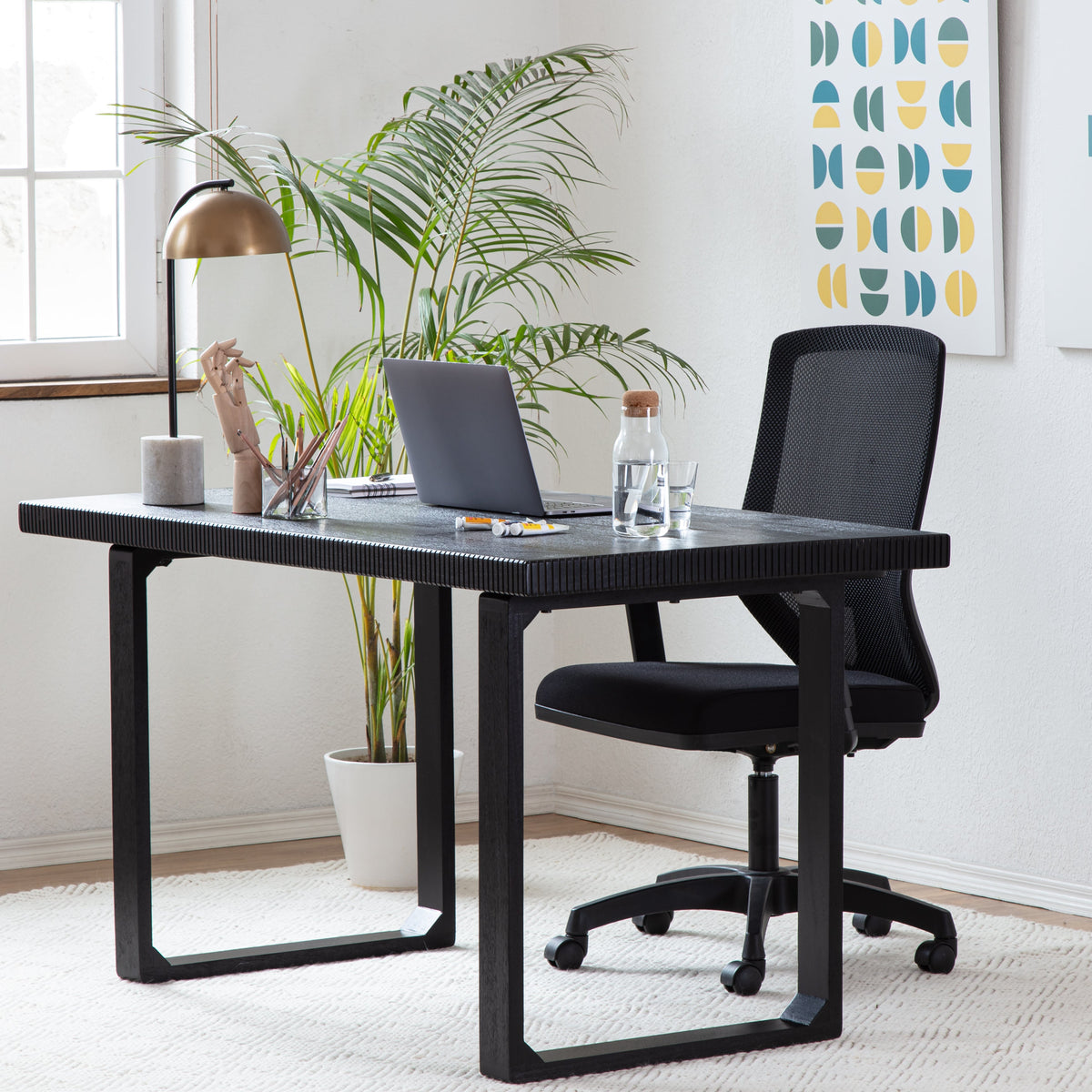 Ancona Solid Wood Desk - Black