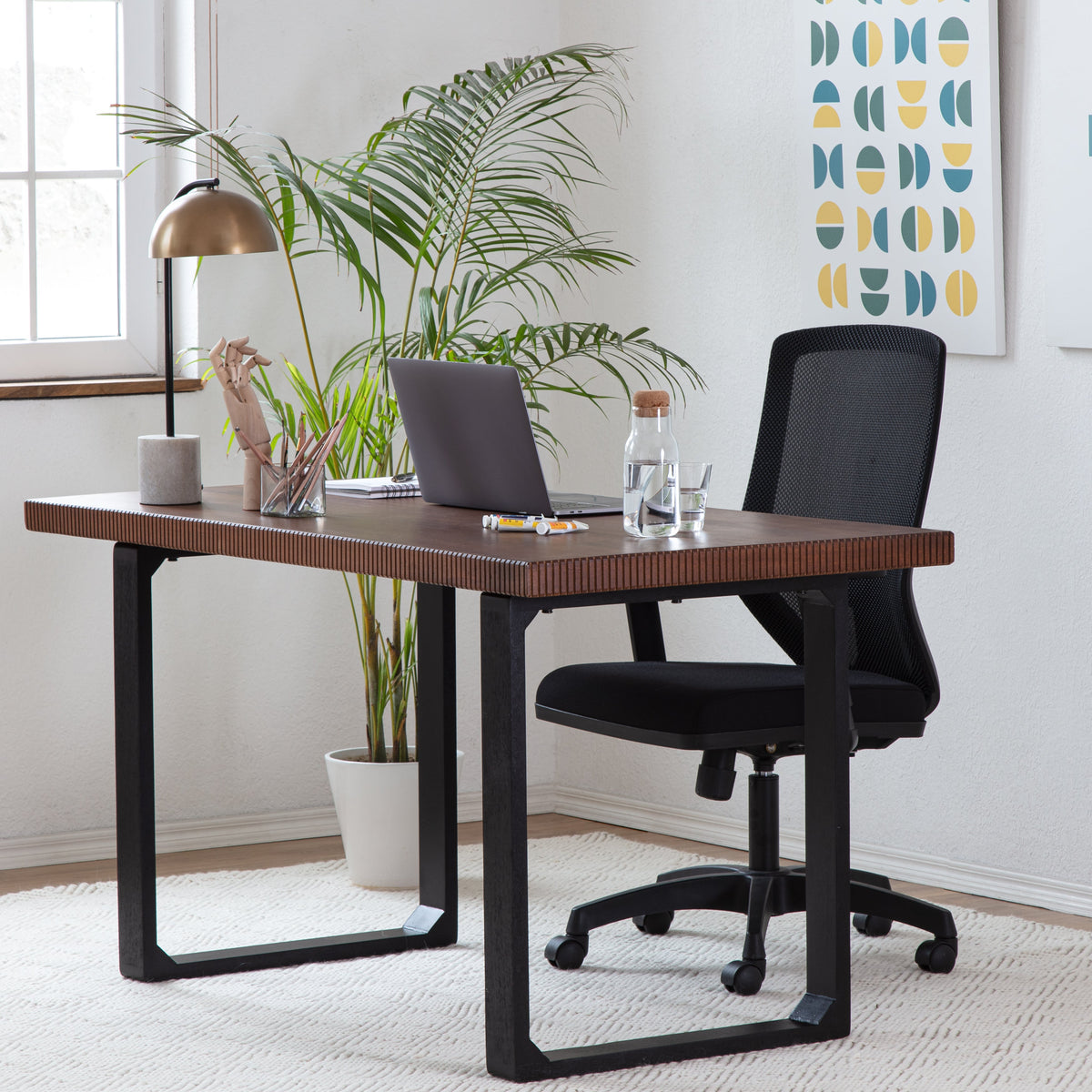 Ancona Solid Wood Desk - Walnut