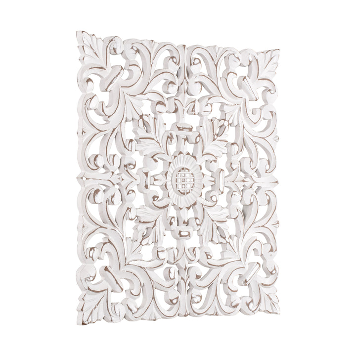 Bianci Medallion Hand Carved - White