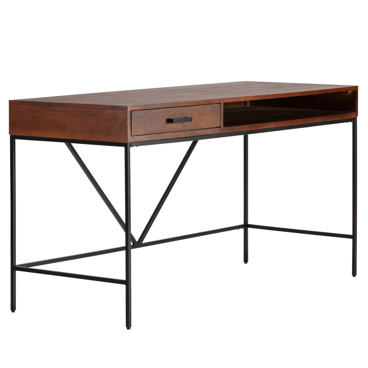 Bilbao Solid Wood & Iron Desk - Walnut