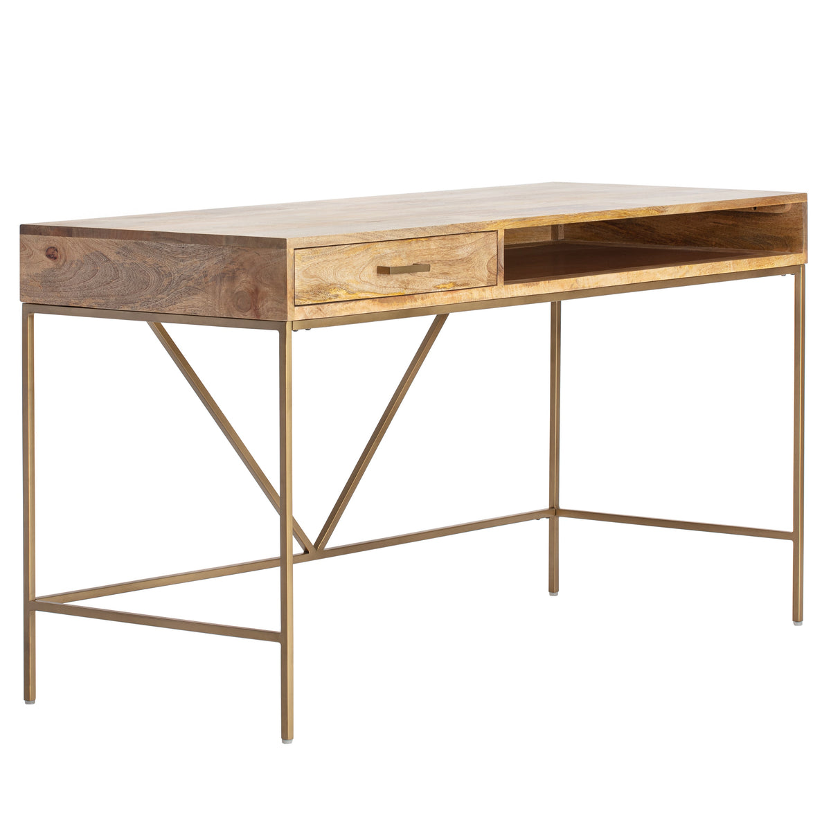 Bilbao Solid Wood & Iron Desk - Natural